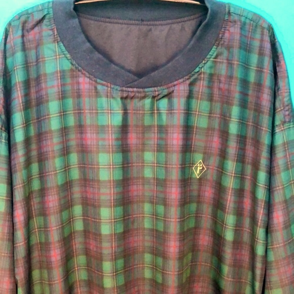 VINTAGE RÖCHE HUNTER TARTAN PLAID GOLF WINDBREAKER•sz L